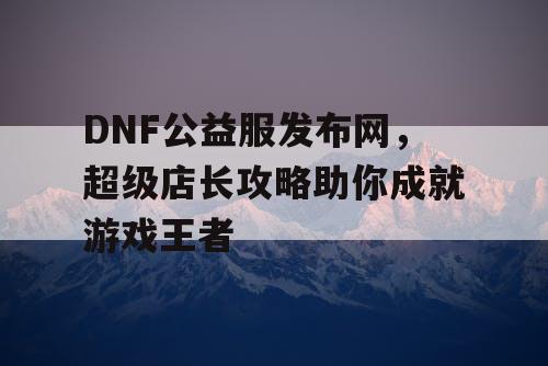 DNF公益服发布网，超级店长攻略助你成就游戏王者