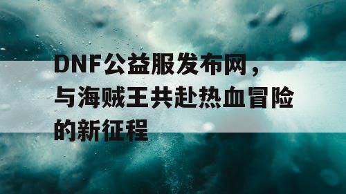 DNF公益服发布网，与海贼王共赴热血冒险的新征程