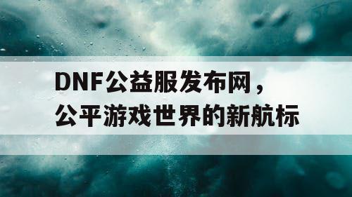 DNF公益服发布网，公平游戏世界的新航标