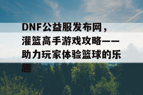 DNF公益服发布网，灌篮高手游戏攻略——助力玩家体验篮球的乐趣