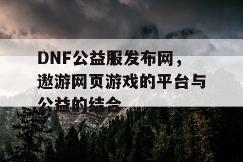 DNF公益服发布网，遨游网页游戏的平台与公益的结合