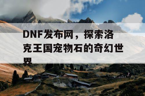 DNF发布网，探索洛克王国宠物石的奇幻世界