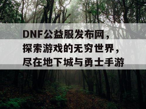 DNF公益服发布网，探索游戏的无穷世界，尽在地下城与勇士手游！