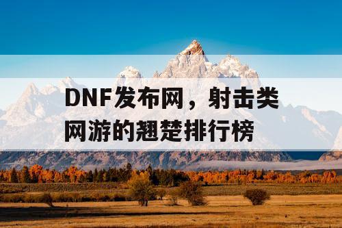 DNF发布网，射击类网游的翘楚排行榜